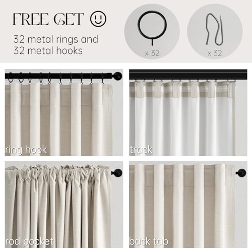 Topfinel 100% Blackout Curtains 90 Inches Long for Living Room 2 Panels Set Thick Linen Texture Energy Saving Curtain Window Coverings Hook Belt Pleated Drapes Aesthetic Bedroom(W40 xL90,Birch) - color: Birch, size: 40"W x 90"L (Pack of 2)
