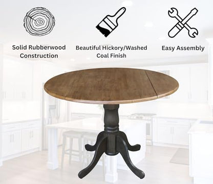 International Concepts 42 Inch Dual Drop Leaf Dining Height Table, Hickory/Washed Coal. - color: Hickory/Washed Coal