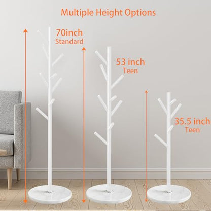 ZOZOE Coat Rack Stand with Marble Base,White Metal Coat Rack Freestanding | Coat Rack with 8 Hooks, Heavy Duty Modern Coat Stand,Clothes Tree Hanger Stand for Bags Hats in Hallway Entryway - color: White