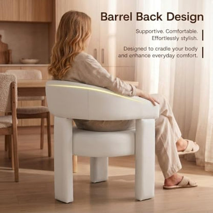 Modern Barrel Dining Chairs Set of 4 Upholstered Accent Kitchen Chair with Arms Comfy Velvet Armchairs for Kitchen Dining Room Living Room, Beige - color: Beige, size: Set of 4