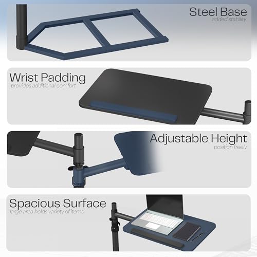 Height Adjustable Under Mattress 20 inch Bedside Desk, Works with Lofts and Beds Without Frames, Tilting Desktop, Fits Laptops, Books, and More, Black - size: 20"
