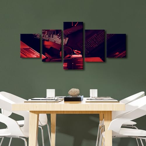 Canvas Wall Art Hacker Working on Computer Wall Paintings 5 Pieces Data Protection Digitalsecurity Wall Art for Living Room Decor Cyber Crime Wall Pictures for Bedroom Framed Ready to Hang (50"Wx24"H) - color: Artwork-06, size: 50"Wx24"H