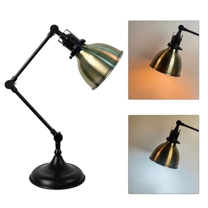 Desk Lamp for Home Office, Desk Light with Adjustable Multi-Joint Metal Swing Arms Table Lamp, Industrial Table Light for for Home Office, Work, Study, Reading, E26 Base (Antique Brass)