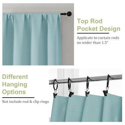 Sally Aqua Blackout Curtains 84 Inches Long 2 Panels Set for Bedroom Living Room, Solid Thermal Insulated Privacy Room Darkening Window Treatment Drapes, 2 Pcs Each W40 x L84 Inch - color: Aqua, size: 40"W x 84"L (Pack of 2)