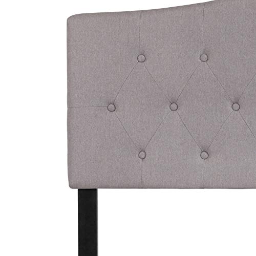 EMMA + OLIVER Arched Button Tufted Full Size Headboard in Light Gray Fabric - color: Light Gray, size: Full
