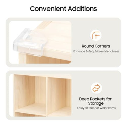 15 Cube Storage Organizer, Solid Wood Bookshelf with Back Panel, Floor Standing Open Bookcase, Vertical or Horizontal Shelf Unit for Living Room Office (59.1" L x 11.8" W x 35.4" H) - size: 15-Cube