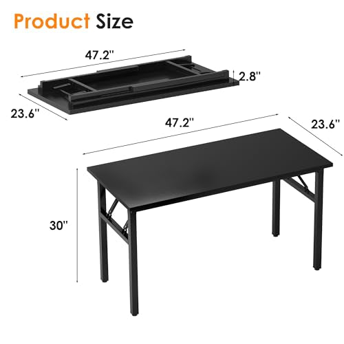 Need Computer Desk Office Desk 47 inches Folding Table with BIFMA Certification Computer Table Workstation No Install Needed, Black Brown | No-Assembly, Sturdy Foldable Desk for Home Office, Bedroom, Dorm Room, Student Study, Collapsible, Wide, Easy Stora