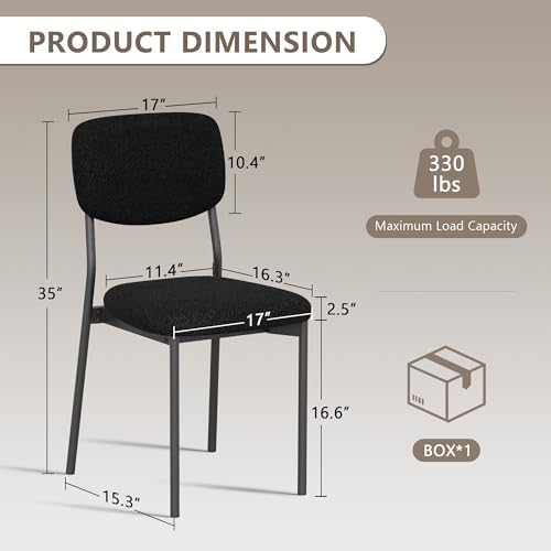 Einhomn Upholstered Dining Chairs Set, Modern Stackable Dining Room Chairs with Soft Velvet Backrest, Kitchen Chairs with Sturdy Metal Legs for Living Room, Restaurant, Set of 2,Black - color: Black
