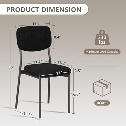 Einhomn Upholstered Dining Chairs Set, Modern Stackable Dining Room Chairs with Soft Velvet Backrest, Kitchen Chairs with Sturdy Metal Legs for Living Room, Restaurant, Set of 2,Black - color: Black