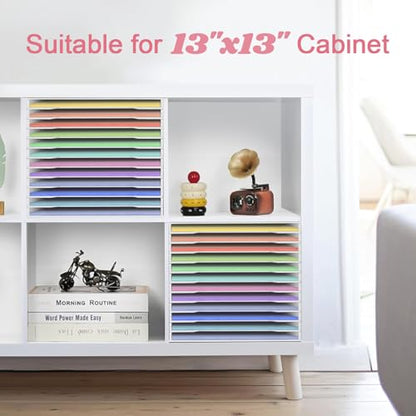 SONGWAY 12x12 Paper Storage Organizer - 13 Tier Desk File Organizer with Adjustable Shelves, Letter Mail Tray, 12x12 Stackable Scrapbook Paper Storage Cube for Home Office Classroom (Pack of 2) - size: 12-Tier (Pack of 2)
