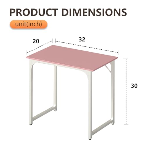 BestOffice Computer Desk,Home Office Desk, Modern Simple Style for Home Office Study Writing (Pink, 32 Inch) - color: Pink, size: 32 Inch