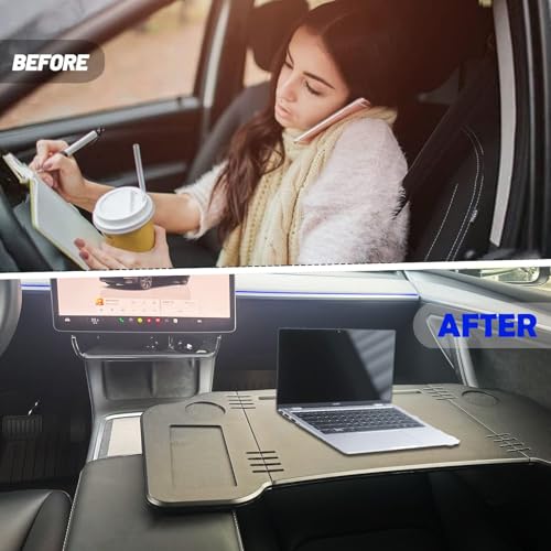 Foldable Car Desk for Tesla Model Y Model 3 Car Food Tray | Car Desk for Laptop | Car Tray Tesla Table | Steering Wheel Tray Table | Multipurpose Travel Car Accessories - size: Car Desk