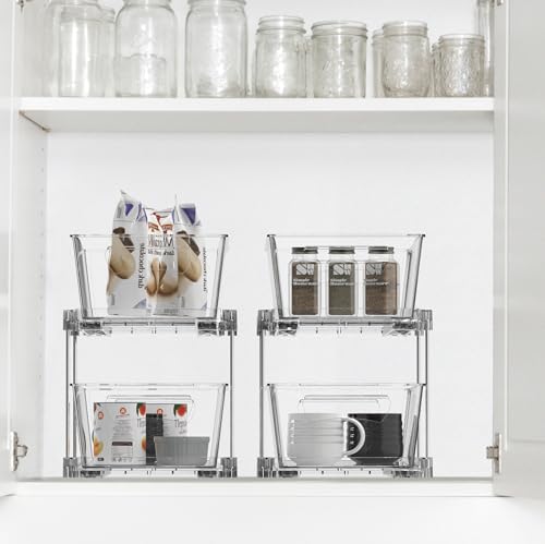 Simple Houseware 2Pcs 2-Tier Slim Drawer Cabinet Pull-Out Organizer, Clear - size: 2-Pack