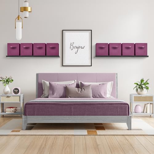 Sorbus 13 Inch Storage Bins - Sturdy Collapsible Fabric Storage Cubes with Handle - 8 Foldable Baskets for Organizing Clothes, Toys, Books - Storage Baskets for Shelves, Closets - color: Purple 8 Pack, size: 13 Inch