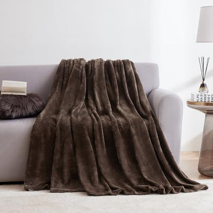 Hansleep Throw Brown Fleece Blanket, Soft Flannel Bed Blanket | Fuzzy Cozy Blanket 50x60 Inches, Multi-use for Bed, Sofa, Couch, Travel, Camping, All Season Warm Lightweight Cover - color: Brown, size: Throw (50x60 Inches)