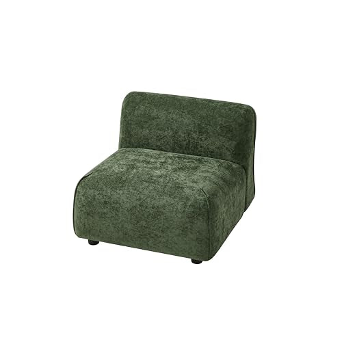Christopher Knight Home Heca Low Profile Modern Accent Chair, Upholstered Lounge Chair Indoor, Curved Single Sofa, Wooden Frame and Thick Cushion, Space-Saving Armless Living Room Chair, Green - color: Green