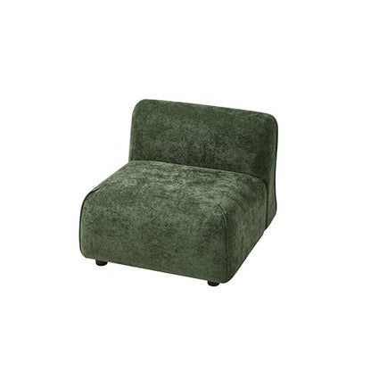 Christopher Knight Home Heca Low Profile Modern Accent Chair, Upholstered Lounge Chair Indoor, Curved Single Sofa, Wooden Frame and Thick Cushion, Space-Saving Armless Living Room Chair, Green - color: Green
