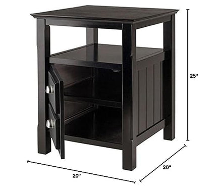Ergode Timber Nightstand - Versatile & Stylish Bedroom Storage with Drawer & Shelf - Black Finish - Elegant Design - Easy Assembly - 20" W x 20" D x 25" H