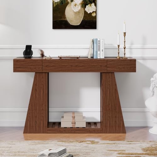 Console Table with Built-in Power Outlet, 60 Inch Narrow Farmhouse Sofa Table Behind Couch, Entryway Foyer Table with Side Storage Compartment & Slatted Bottom Shelf ，2PCS - color: 2pcs
