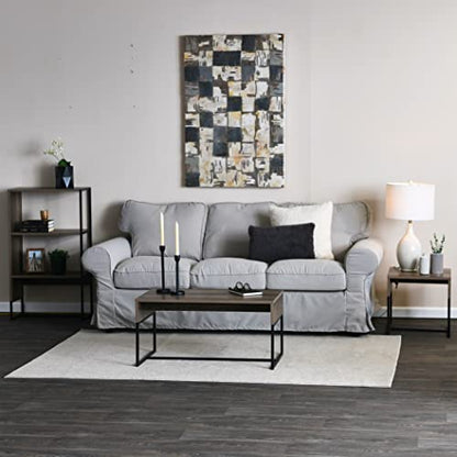 Household Essentials Ashwood Grain Coffee Table with Black Iron Base - color: Ashwood, style: Coffee Table