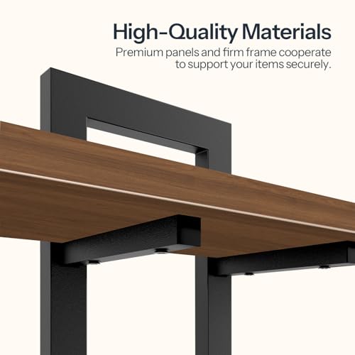 HOOBRO Floating Shelves, 15 Inch Wall Shelf Set of 3, Wall Mounted Storage Shelves 2-Tier, Hanging Bathroom Shelves, for Living Room, Bedroom, Bathroom, Kitchen, Walnut and Black BH32BJP301 - color: Walnut + Black