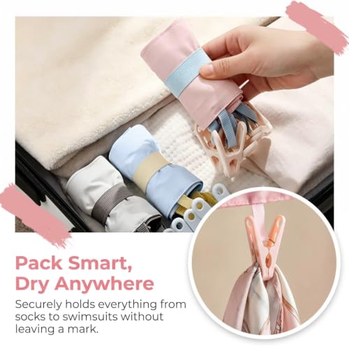 Portable Drying Rack for Travel Hanger with Pins, Folding Travel Hangers with Clips,Works as Hanger for Swimsuit Drying Rack,Sock Drying Rack and Cruise