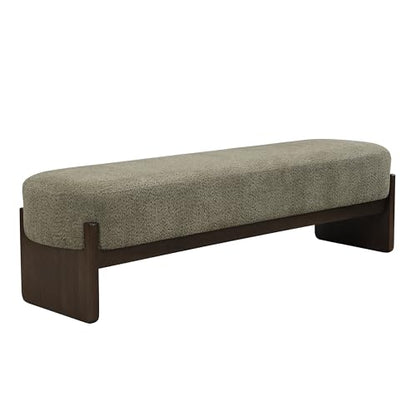 Christopher Knight Home Arden Minimalist Loop Yarn Fabric Dining Bench, Wooden Entryway Ottoman Bench, Modern Living Room Sofa Ottoman Footrest, Bedroom End of Bed Bench, Dark Green+Brown - color: Dark Green+brown