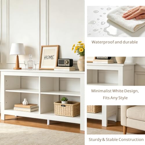 43 inch TV Stand, Suitable for TVs up to 50 inches, Small TV Stands with Open Storage Shelves, Living Room Entertainment Centers, and Bedroom TV Consoles (White) - color: White