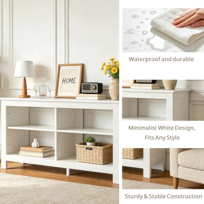 43 inch TV Stand, Suitable for TVs up to 50 inches, Small TV Stands with Open Storage Shelves, Living Room Entertainment Centers, and Bedroom TV Consoles (White) - color: White