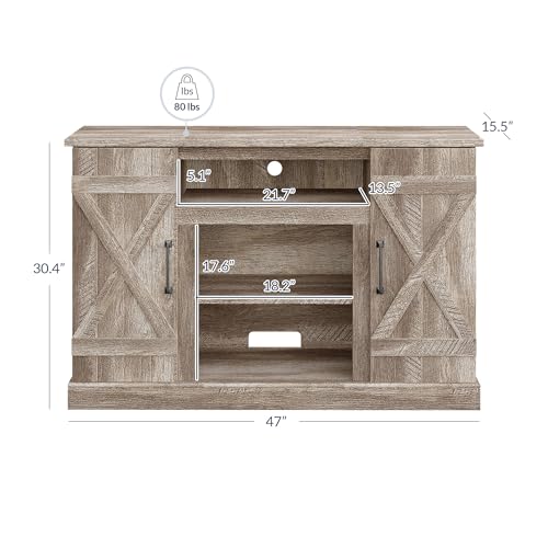 BELLEZE 47 Inch TV Stand & Media Entertainment Center TV Cabinet with Storage for TVs up to 50 Inch Console Table with Open Storage Shelves & Cabinets, Ashland Pine - color: Ashland Pine, style: 47"