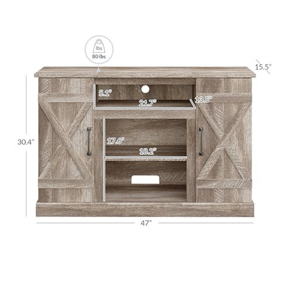BELLEZE 47 Inch TV Stand & Media Entertainment Center TV Cabinet with Storage for TVs up to 50 Inch Console Table with Open Storage Shelves & Cabinets, Ashland Pine - color: Ashland Pine, style: 47"