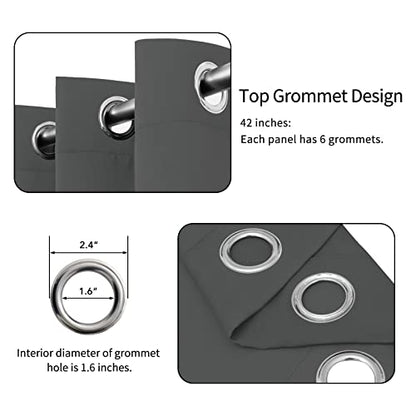 Easy-Going Blackout Curtains for Bedroom, Solid Thermal Insulated Grommet and Noise Reduction Window Drapes, Room Darkening Curtains for Living Room, 2 Panels (42x54 in, Gray) | Washable Grommet Top Window Drapes for Bedroom and Living Room, Noise Reducti