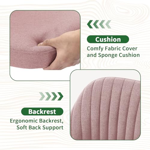Armless Desk Chair with Comfortable Fabric Cover,Modern Home Office Chairs with Swivel Wheels for Computer Task Chairs Cute Vanity Chairs Adjustable Height for Living Room,Bed Room,Conference Office - color: Pink