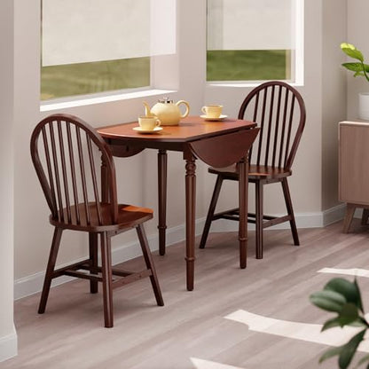 Winsome Sorella 3-pc Set Round Drop Leaf Table, Walnut - color: Walnut, size: Table + 2 Chairs