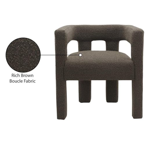 Meridian Furniture Athena Collection Modern | Contemporary Boucle Fabric Upholstered Accent | Dining Chair, 25" W x 21" D x 27" H, Brown - color: Brown