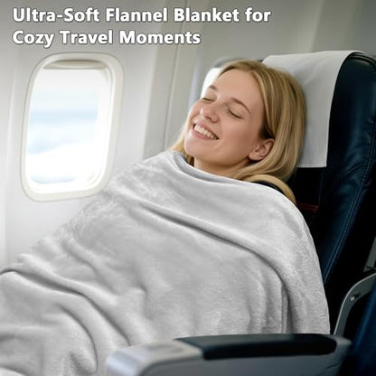 Lukeight Fleece Throw Blanket, Luxury Cozy Fuzzy Lightweight Soft Blankets for Sofa Couch Bed Car Travel and Camping (Light Grey, 50x60 Inches) - color: Solid Light Grey, size: 50 in x 60 in