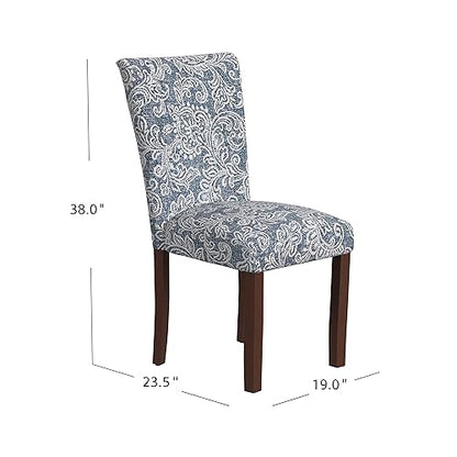 HomePop Classic Parsons Dining Chair -Denim Jacobean Print (Set of 2) - color: Denim Jacobean Print, style: Pack of 2