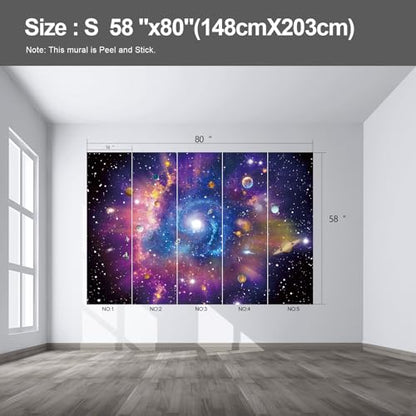 Planet wall murals Peel and Stick self Adhesive Galaxy Wallpaper for Bedroom Nursery Room - 58"x80" - color: F07, size: 58"x80"