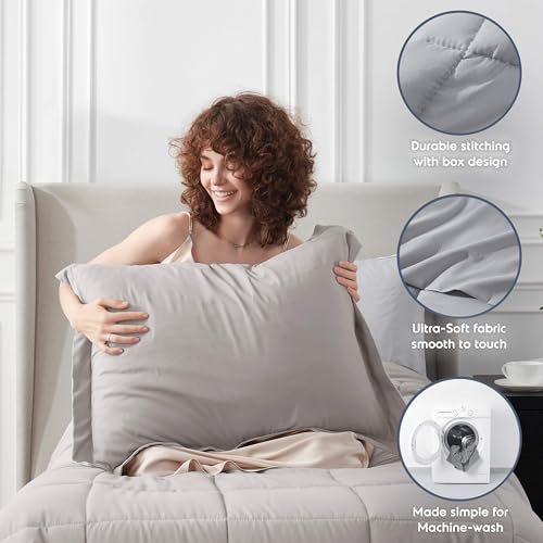 Nestl 5 Piece Twin Comforter Set – Linen Reversible Bed in a Bag – Complete Twin Size Bedding Set with Sheets, Pillowcase and Sham - color: Linen, size: Twin