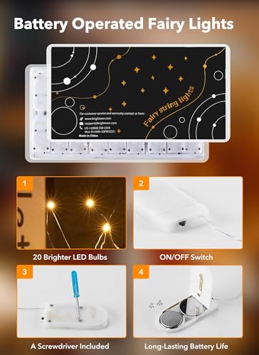 Brightown 24 Pack Fairy Lights Battery Operated - 7Ft 20 Led Mini String Lights Silver Wire Waterproof Firefly Starry DIY Lights for Bedroom Patio Wedding Party Christmas Decor (Warm White) - color: Warm White, size: 24 PC