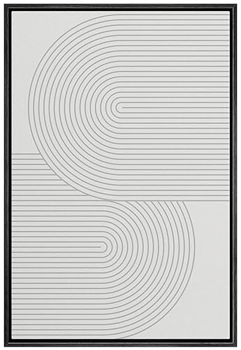 SIGNWIN Framed Canvas Print Wall Art White Vintage Geometric Spirals Abstract Shapes Illustrations Modern Art Decorative Colorful for Living Room, Bedroom, Office - 16"x24" Black - color: A10-2204-m60, size: 24"L x 16"W