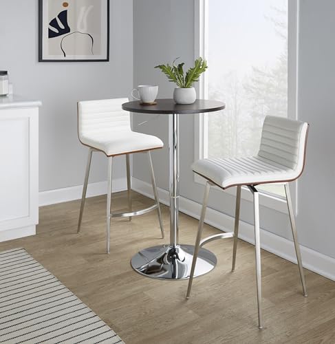 LumiSource Mason Swivel Adjustable Counter Height Dining 3 Piece Set, Pub Table and Stools, High Top Table Set for 2, Counter Table and Chairs Set of 2, Kitchen & Dining Room Sets (White) - color: White