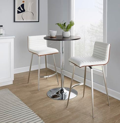 LumiSource Mason Swivel Adjustable Counter Height Dining 3 Piece Set, Pub Table and Stools, High Top Table Set for 2, Counter Table and Chairs Set of 2, Kitchen & Dining Room Sets (White) - color: White