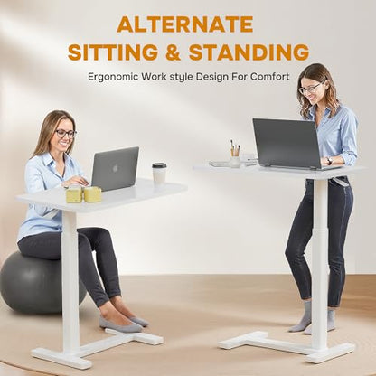 Overbed Bedside Table with Hidden Casters, Adjustable Hospital & Home Use Bed Table, Rolling Laptop Table, Movable Standing Desk, White - color: White, style: Non-Tiltable