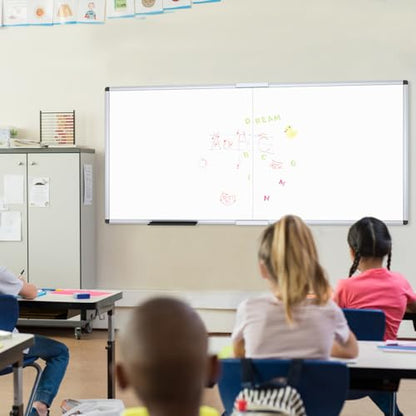 VIZ-PRO Magnetic Dry Erase Board, 72 X 48 Inches, Foldable Wall-Mounted Whiteboard with Silver Aluminum Frame & Marker Tray for School Office and Home 6' X 4' - size: 72"W x 48"H