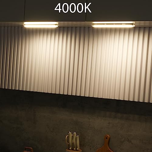 Plug-in Under Cabinet Lighting Kit with Adapter, Dimmer, 2 pcs 12 Inch USB LED Light Strips. Dimmable Linkable for Kitchen Counter, Workbench, Over Sink, Closet, Pantry. Cool White 4000K - color: Cool White 4000K, size: 2-Light-Bar-Kit