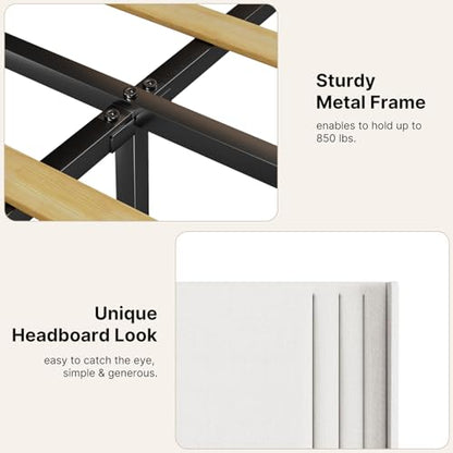 Gizoon Full Bed Frame with Wingback Headboard, Upholstered Platform Bed | Bed Frame with Padded Headboard,Wooden Slats, Noise-Free, No Box Spring Needed, Easy Assembly,White - color: White, size: Full