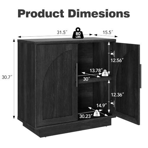 Fatmok Modular Entertainment Center & Buffet Cabinet, Extra Long Sideboard TV Stand with Arched Glass Doors, Modern Wooden Storage Cabinet for Living Room, Black Grey(DCCD,4-Piece) - color: Dccd-black Grey