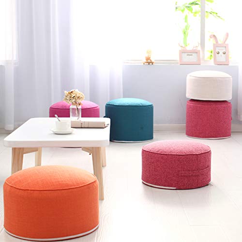 Round Pouf Foot Stools Comfortable Ottoman Floor Seat Cushion Movable Foot Rest Washable Case for Living Room, (Coffee) - color: Coffee