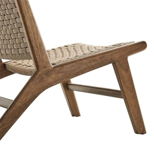 Modway Saoirse Woven Rope Wood Accent Lounge Chair in Walnut Natural - color: Walnut Natural
